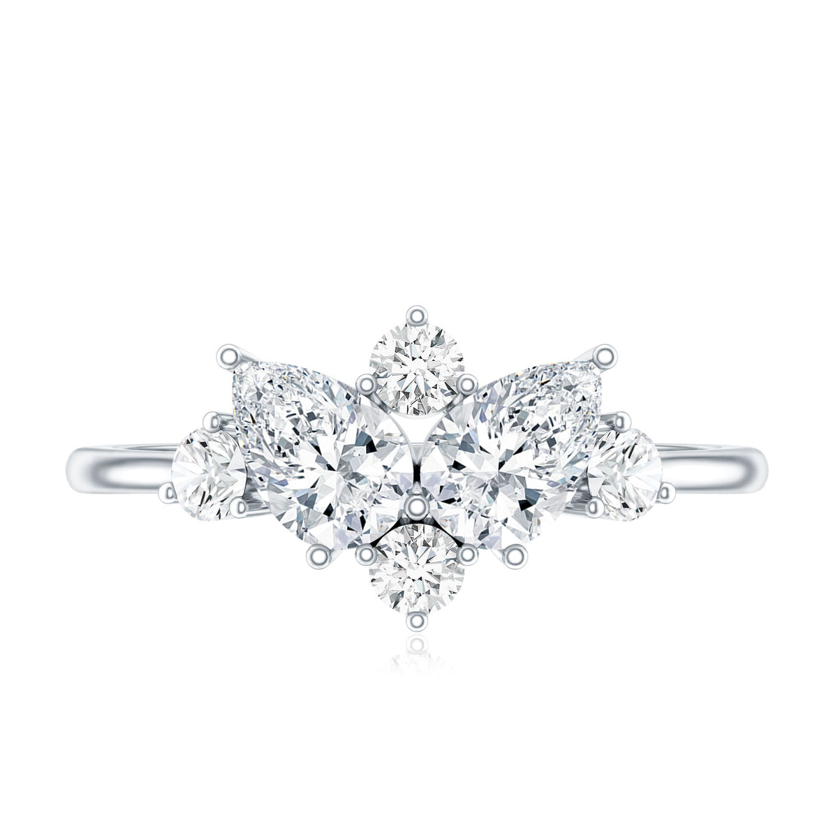 Pear and Round Moissanite Cluster Promise Ring