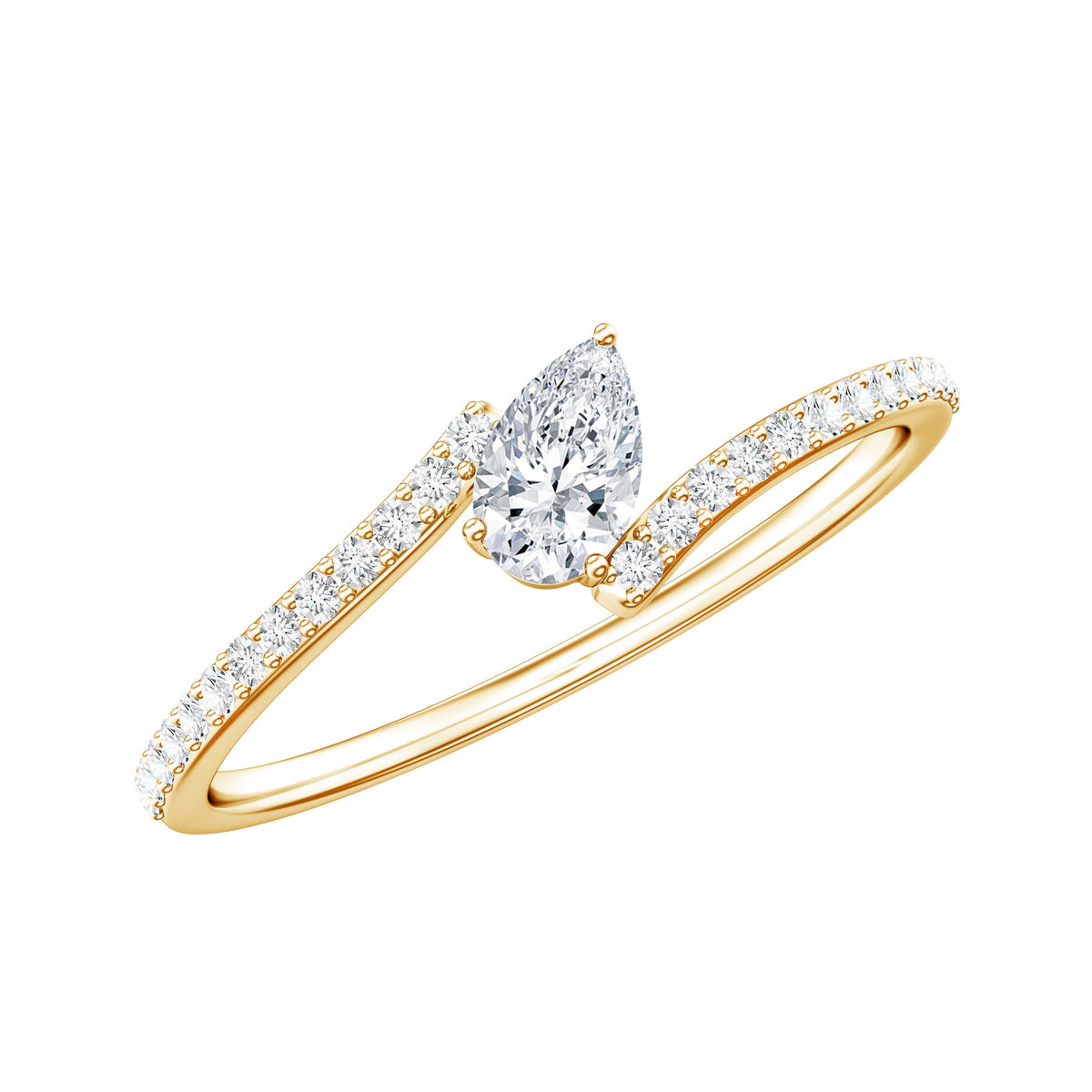 Certified Natural Diamond Promise Ring with Bypass Shank