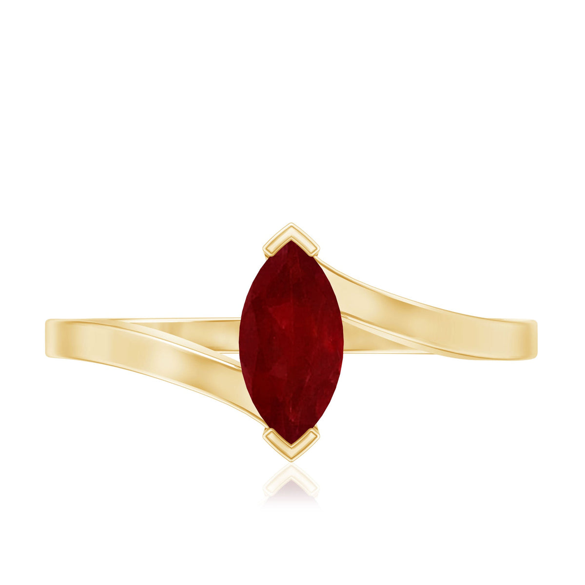 Natural 0.75 Carat Ruby Marquise Promise Ring with Bypass Shank