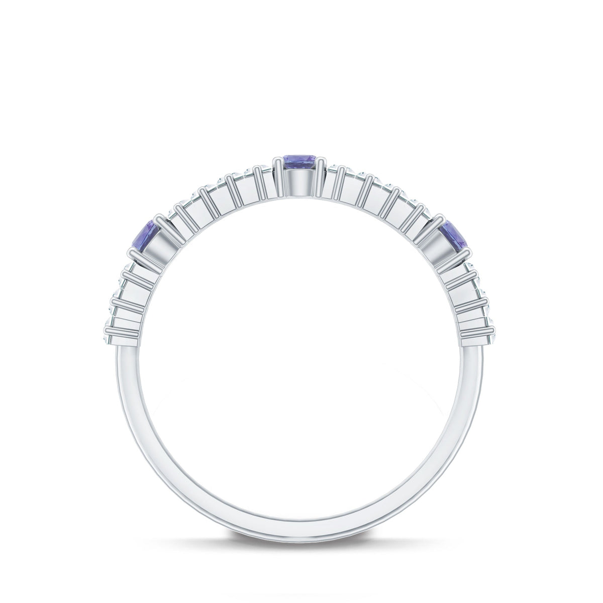 Classic Tanzanite and Diamond Half Eternity Band Ring