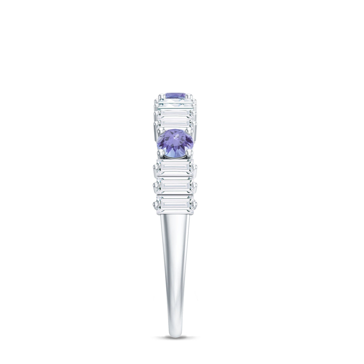 Classic Tanzanite and Diamond Half Eternity Band Ring