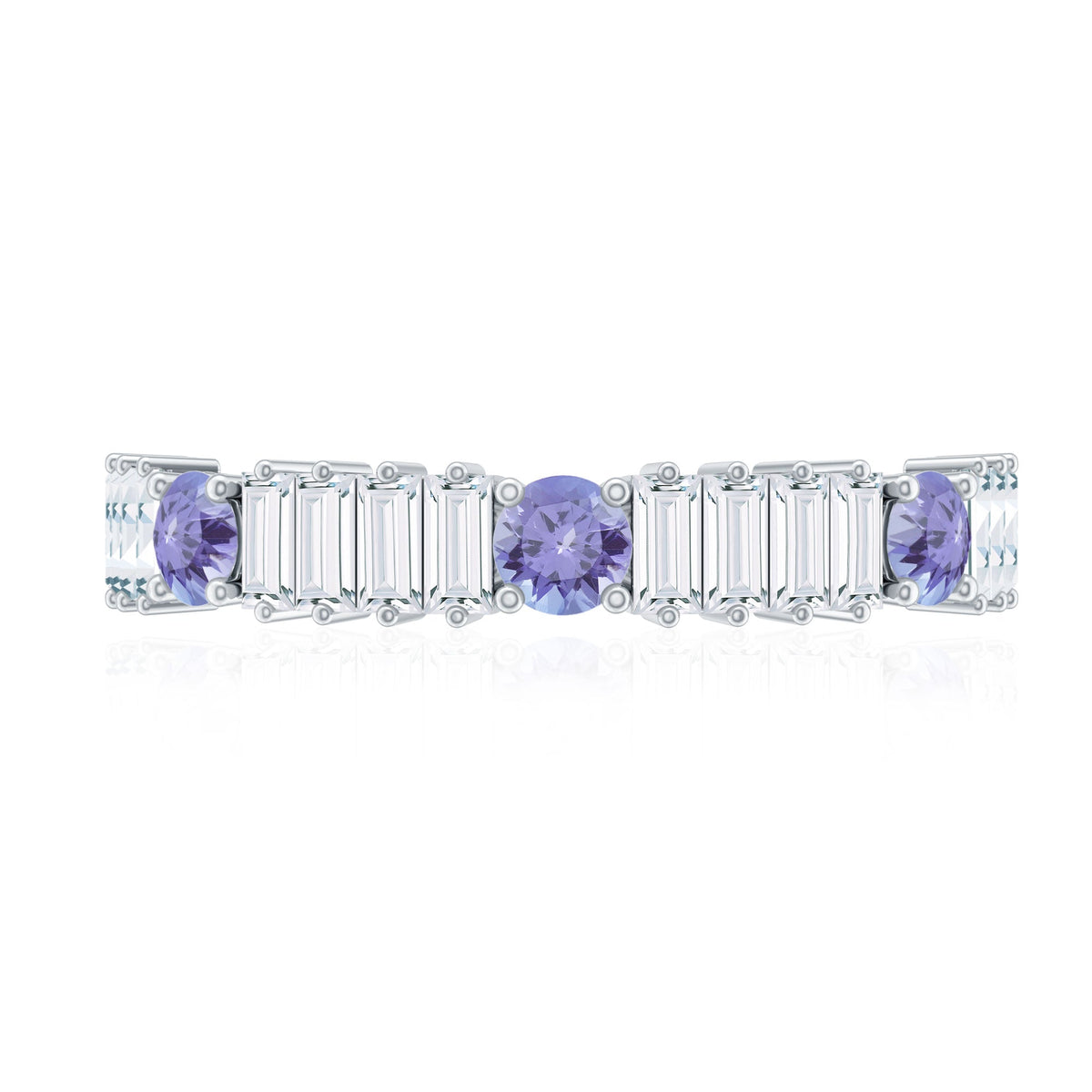 Classic Tanzanite and Diamond Half Eternity Band Ring
