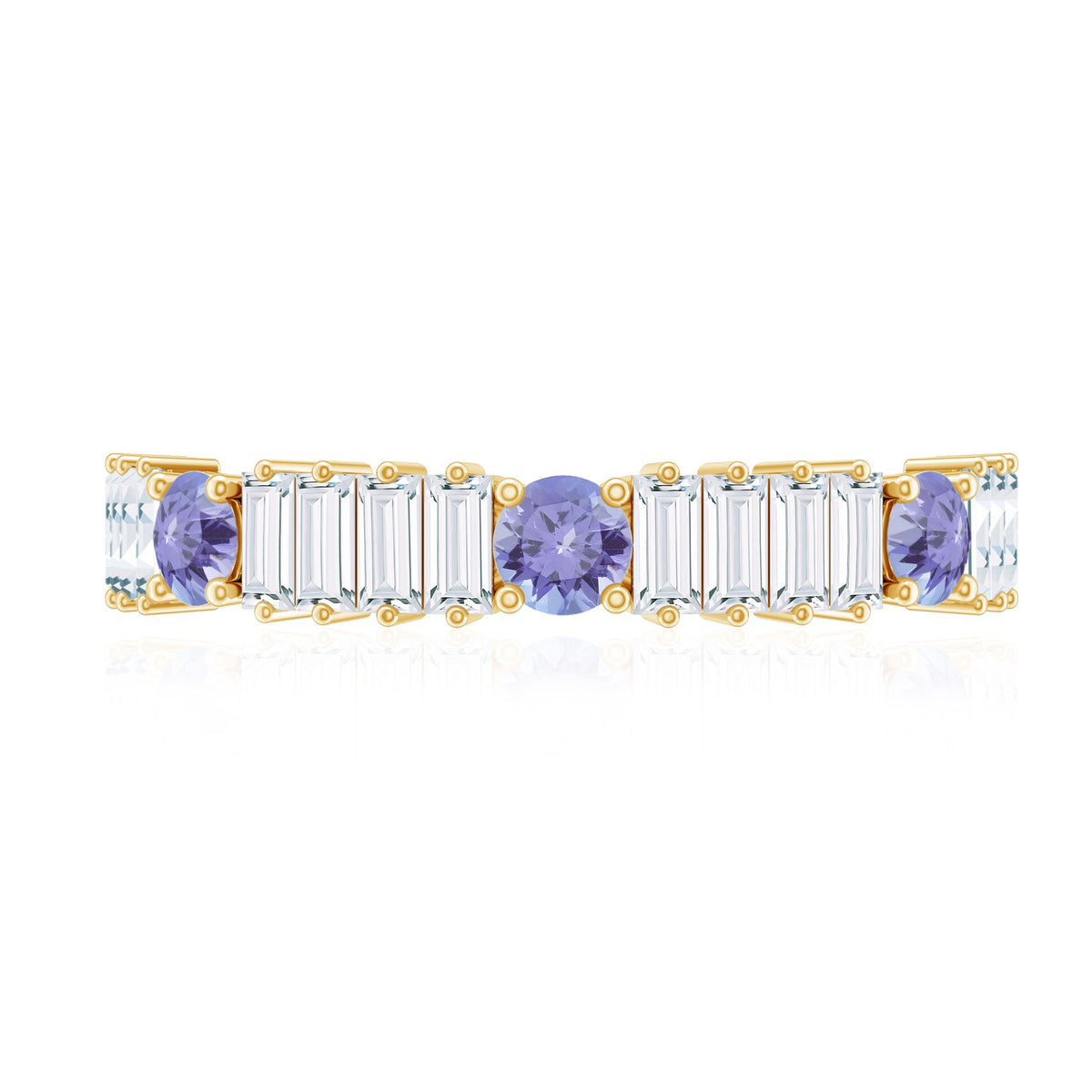 Classic Tanzanite and Diamond Half Eternity Band Ring