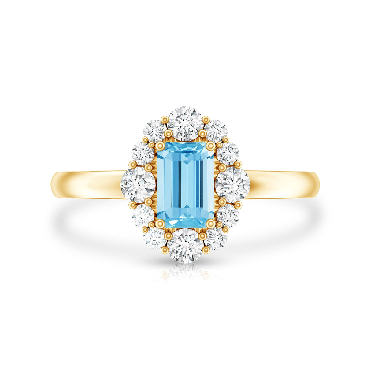 Octagon Aquamarine Engagement Ring with Diamond Halo