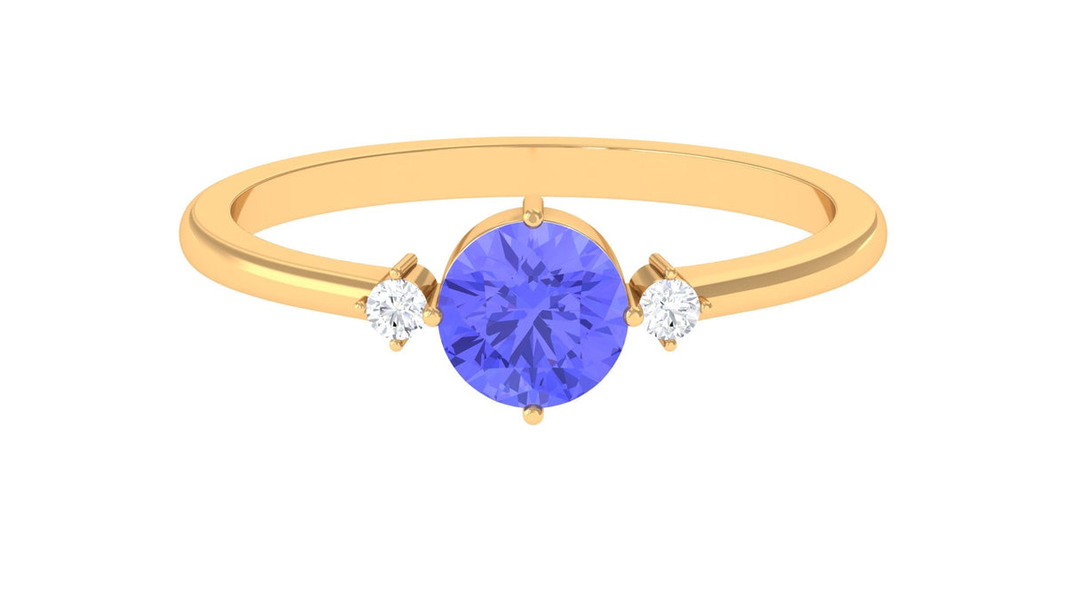 Certified Tanzanite Cute Promise Ring with Diamond