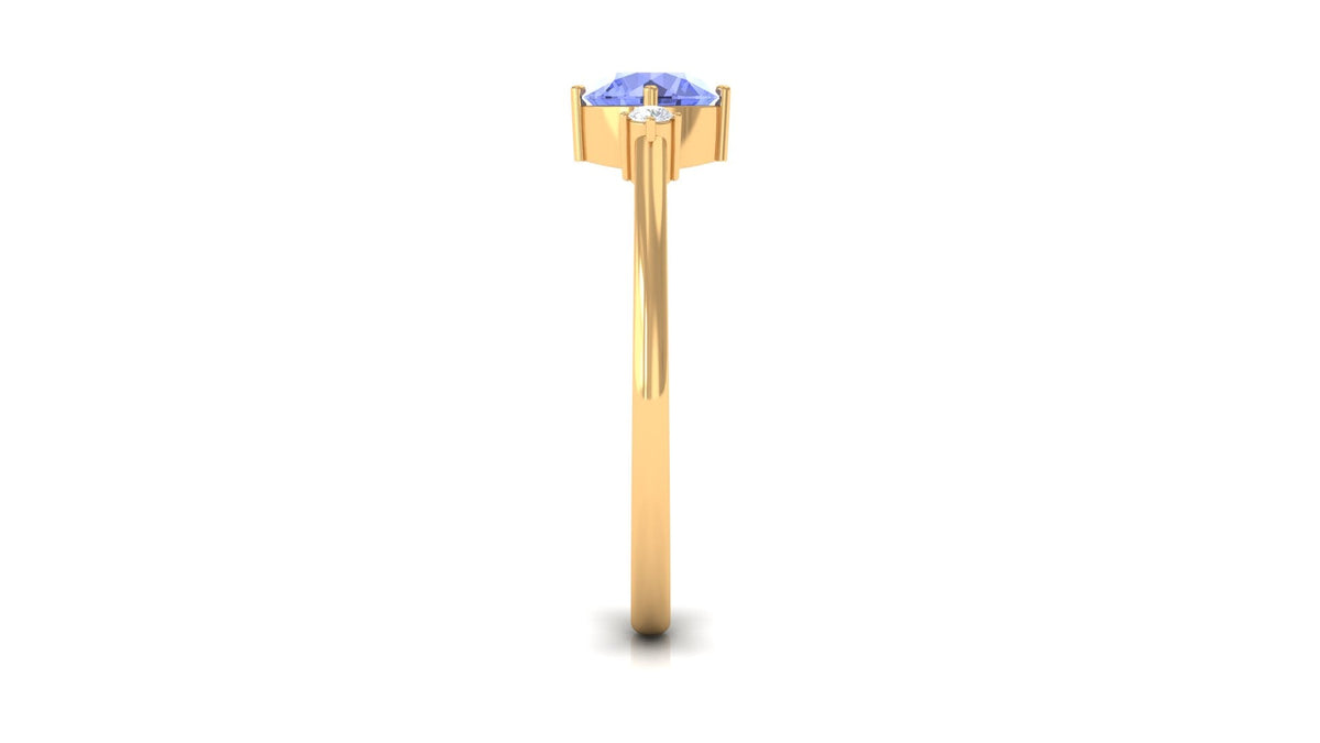 Certified Tanzanite Cute Promise Ring with Diamond