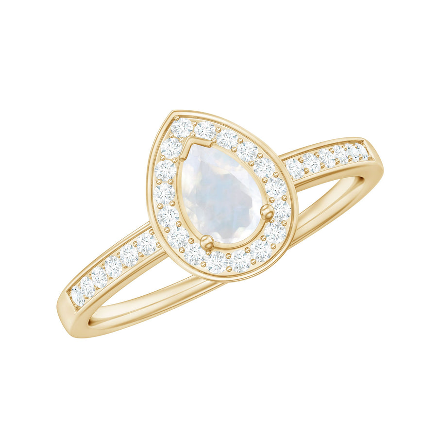 0.8 Carat Classic Moonstone and Diamond Halo Engagement Ring