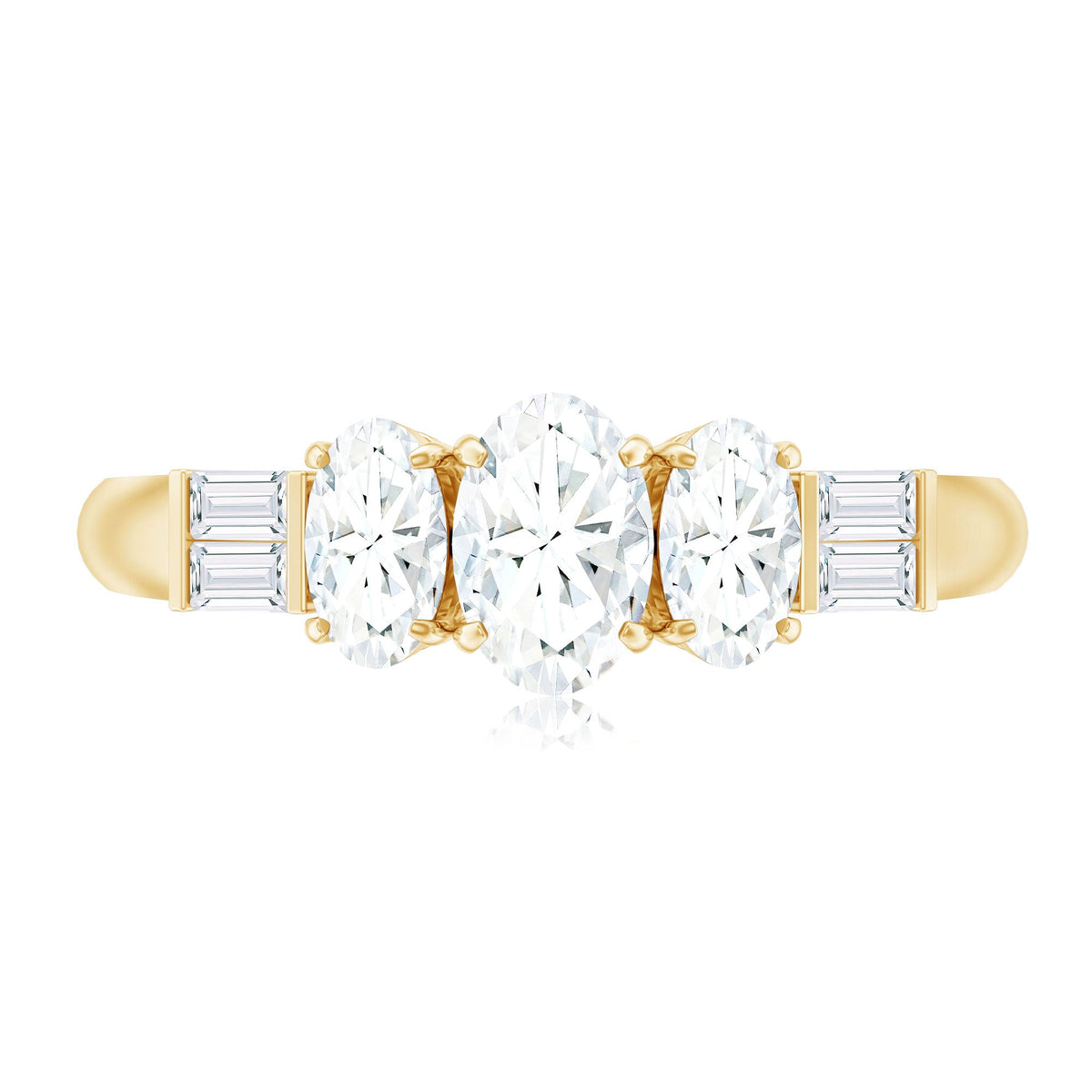 Oval Moissanite Three Stone Anniversary Ring for Women