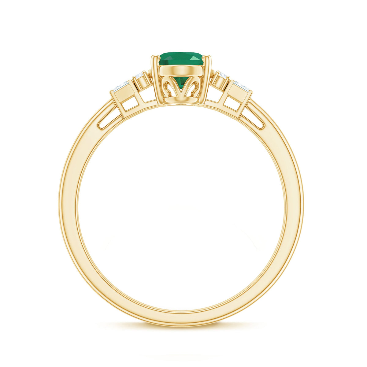 Natural Emerald and Diamond Engagement Ring for Her
