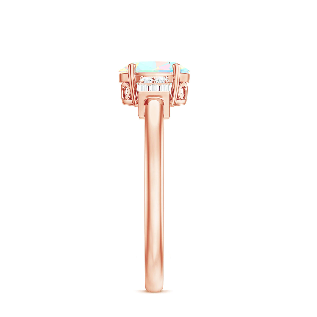Certified Real 0.9 Carat Opalescent Oval Engagement Ring with Diamond