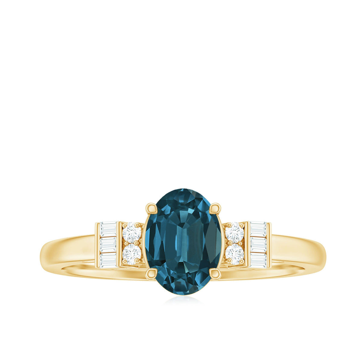 Oval Shaped London Blue Topaz Engagement Ring with Certificate