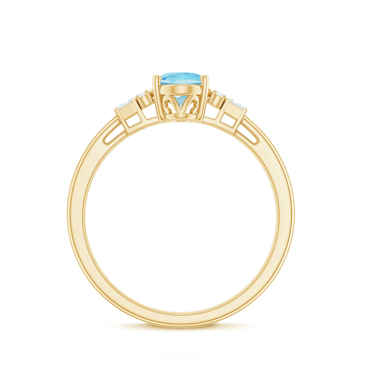 Oval Cut Aquamarine Classic Engagement Ring with Diamond