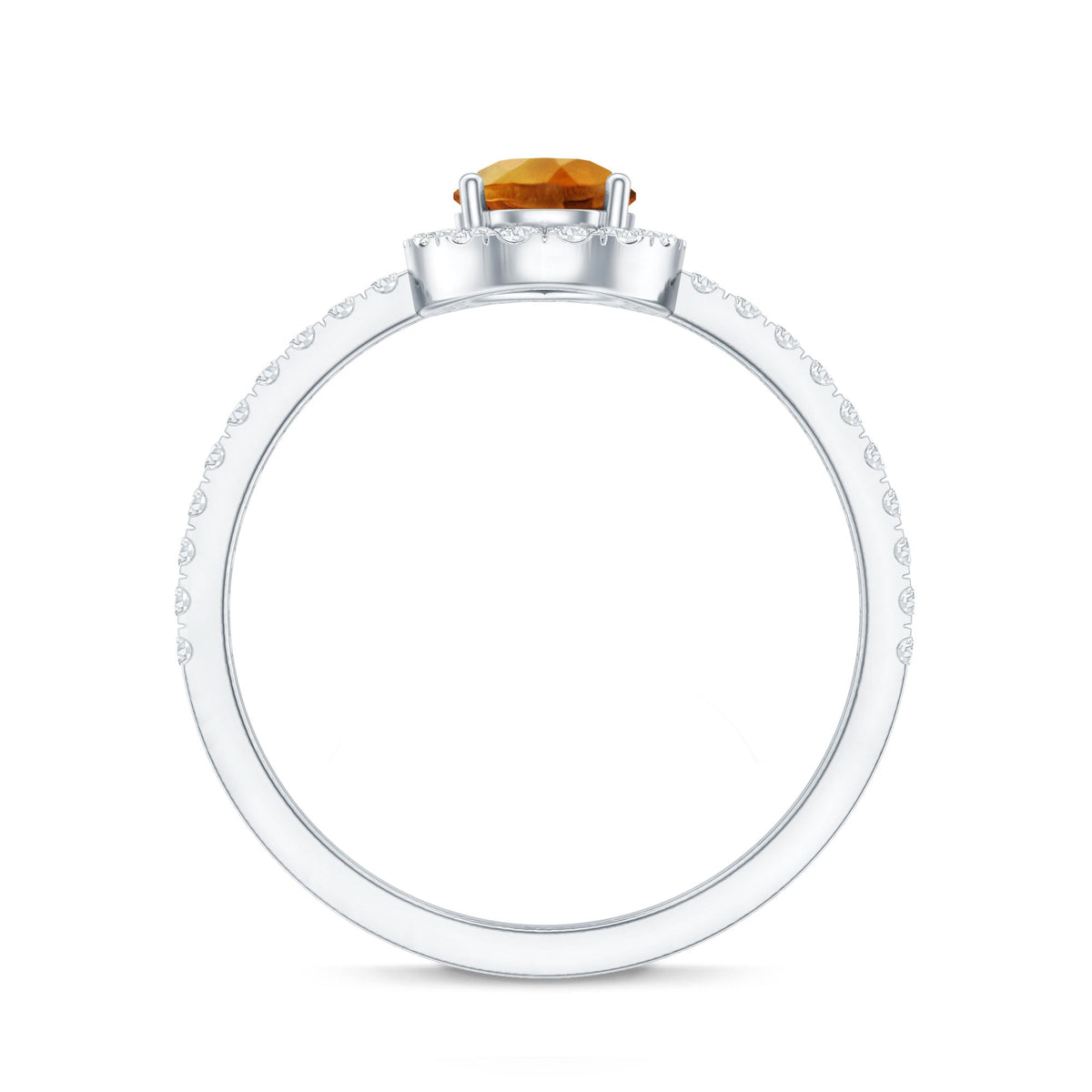 Classic Citrine Teardrop Engagement Ring with Diamond Halo