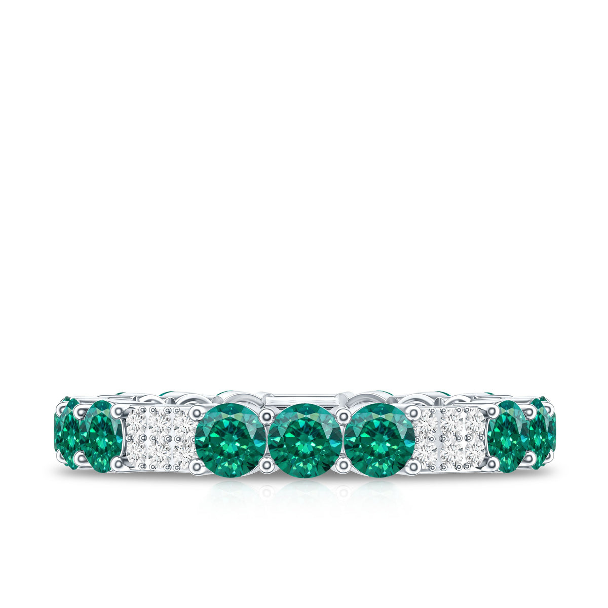 Certified Lab Grown Emerald Diamond Eternity Wedding Band