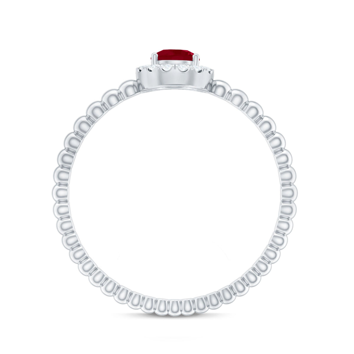 Natural Ruby Diamond Promise Ring with Bubble Shank