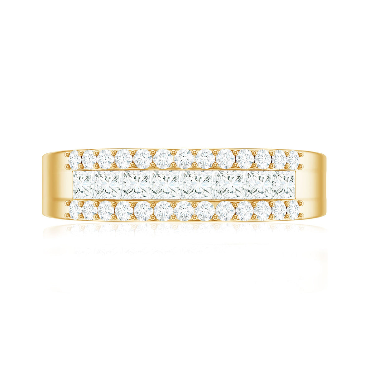 Certified Moissanite 3 Row Wedding Band for Men