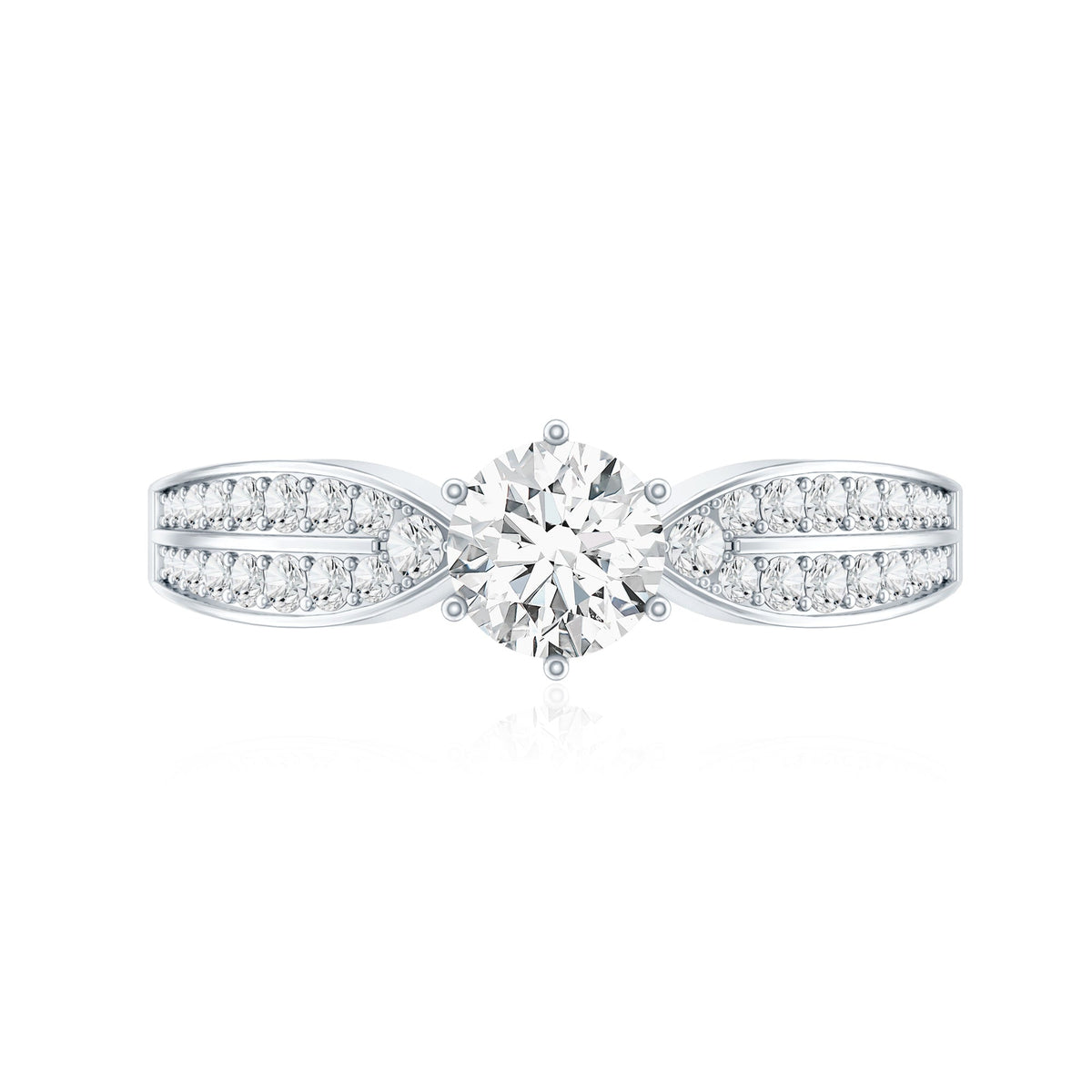 Elegant Round Moissanite Engagement Ring with Side Stones