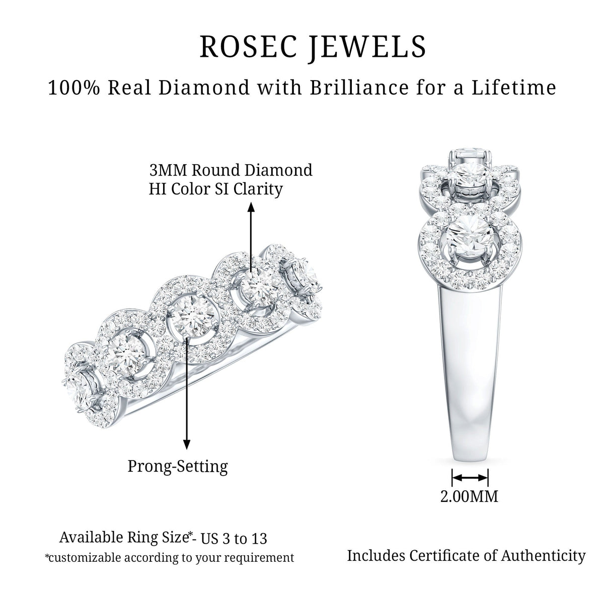 Classic Diamond Half Eternity Wedding Anniversary Ring