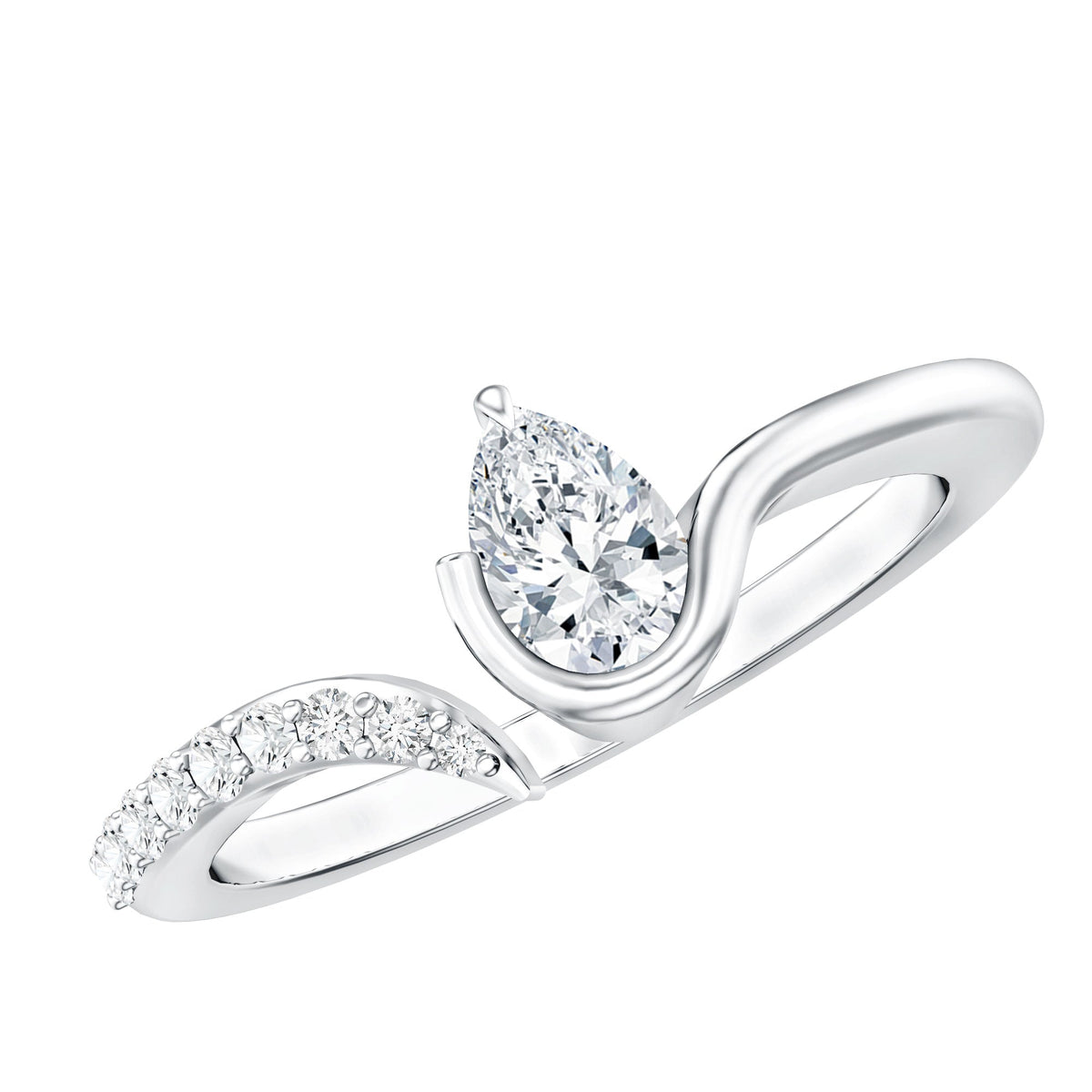 Pear Shaped Moissanite Cuff Ring for Women