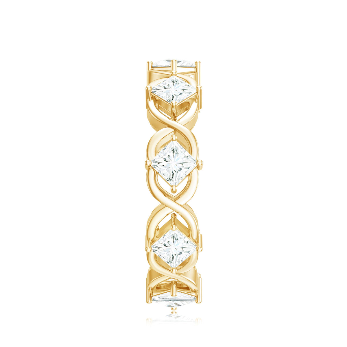 Certified Princess Cut Moissanite Wedding Band Ring