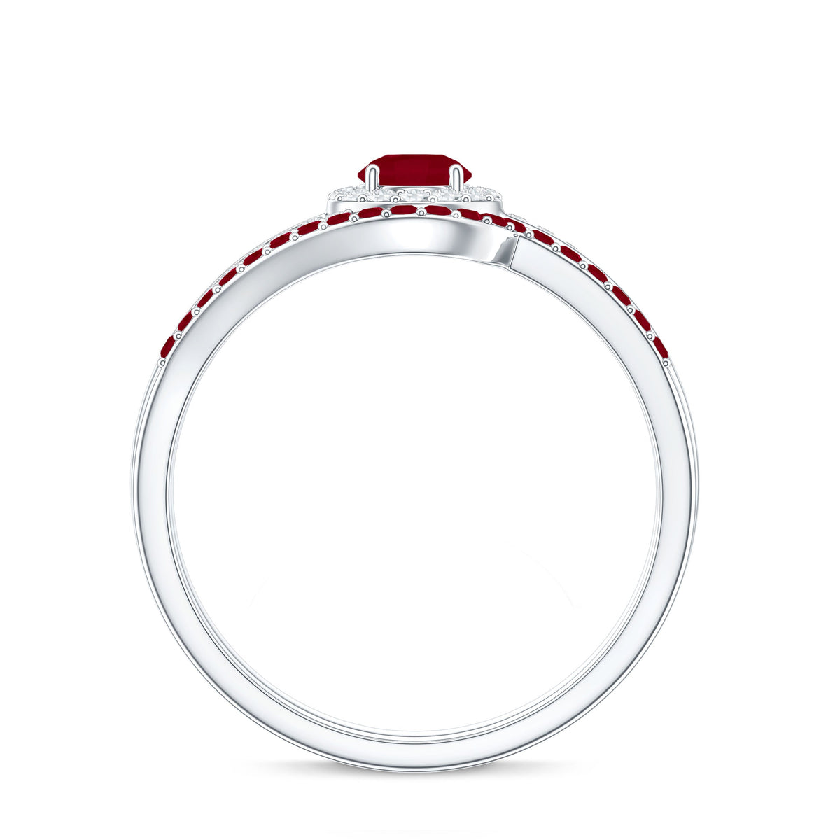 Natural Ruby Diamond Wedding Engagement Ring Set for Women
