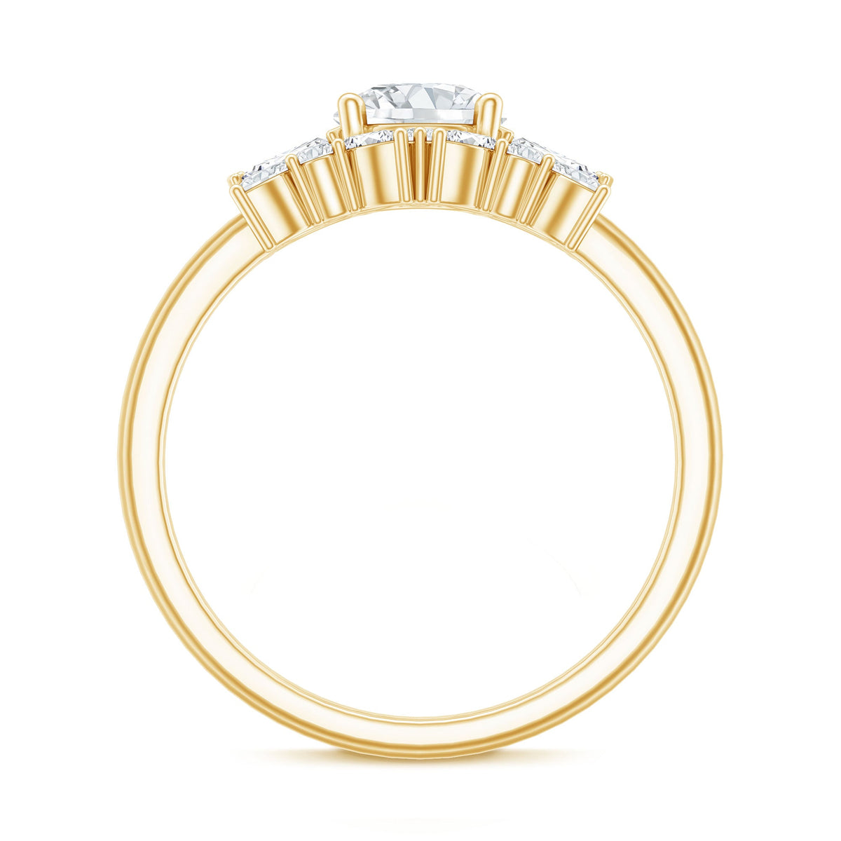 Round Cut Moissanite Bridal Ring Set with Certificate