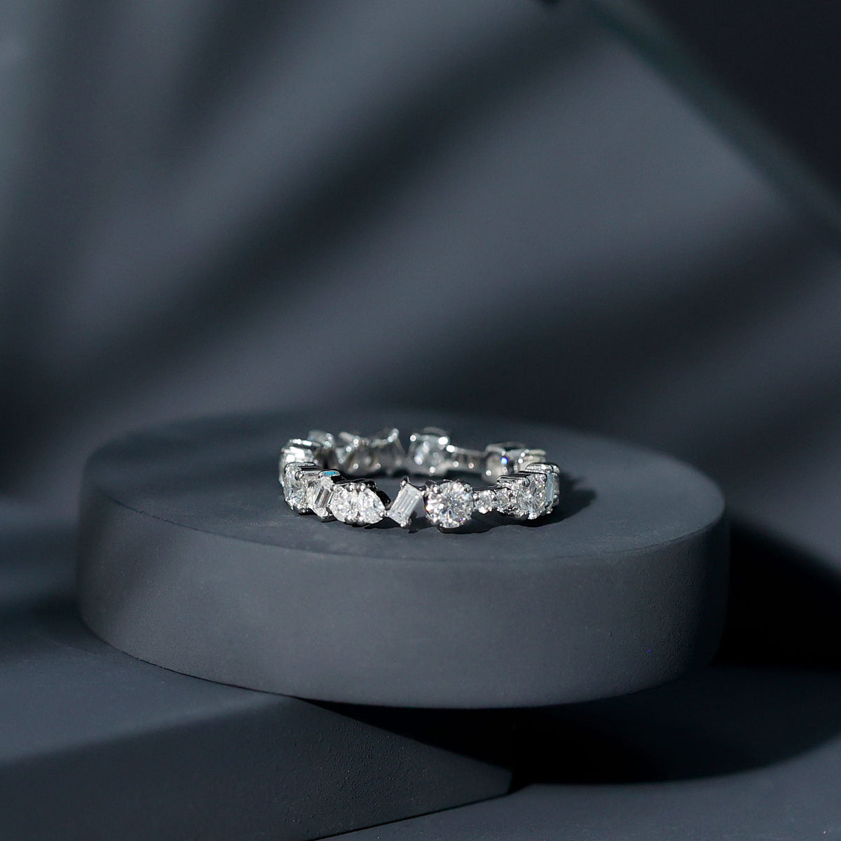 Certified Moissanite Designer Wedding Band Ring For Women