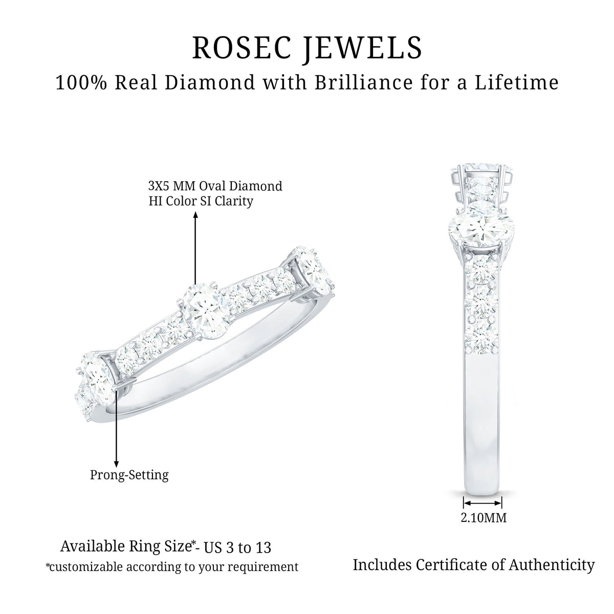 Natural Diamond Half Eternity Band Ring