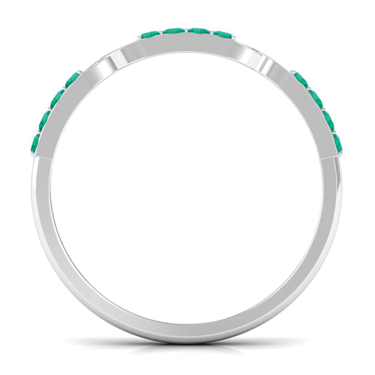 Real Emerald Interlocking Wedding Band with Certificate