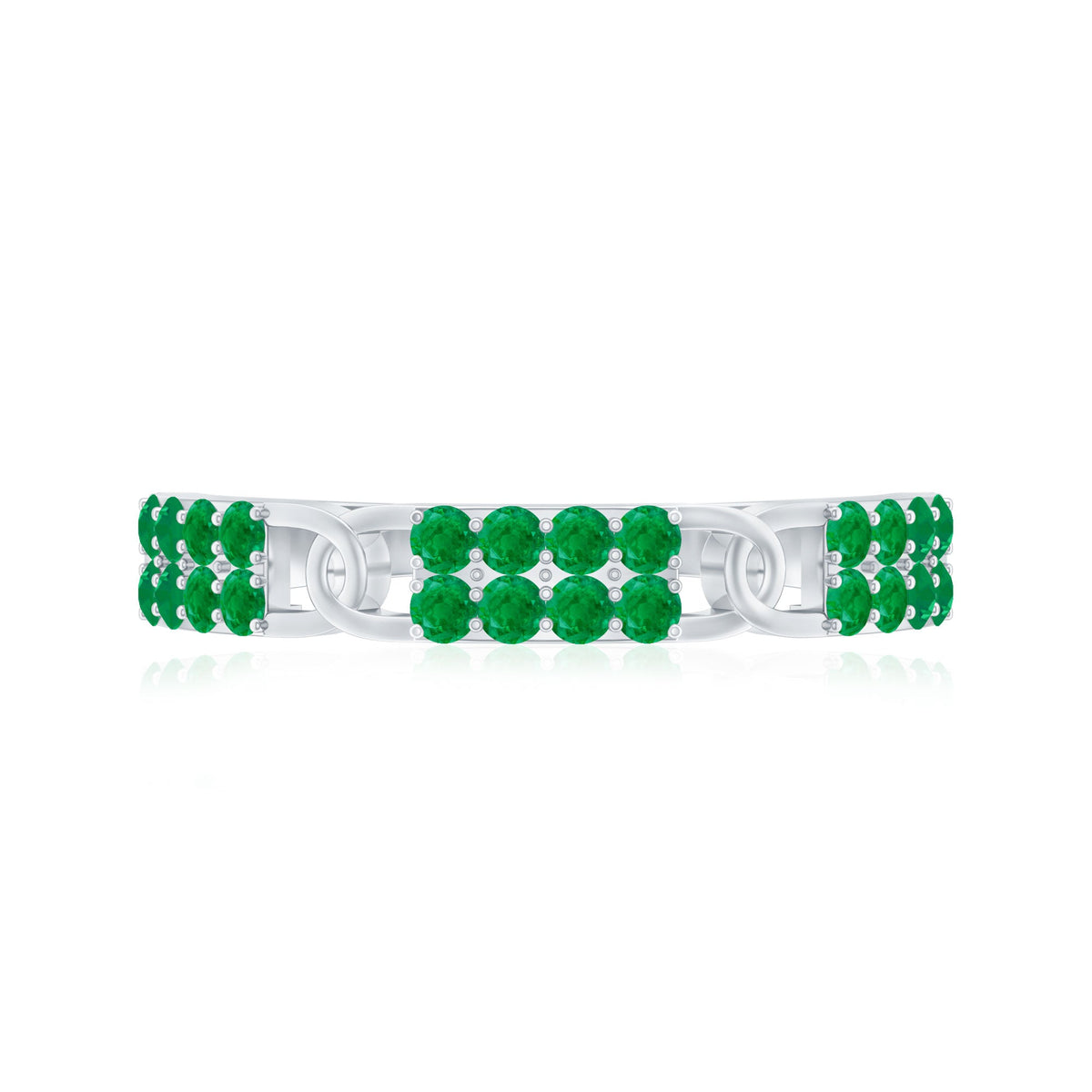 Real Emerald Interlocking Wedding Band with Certificate