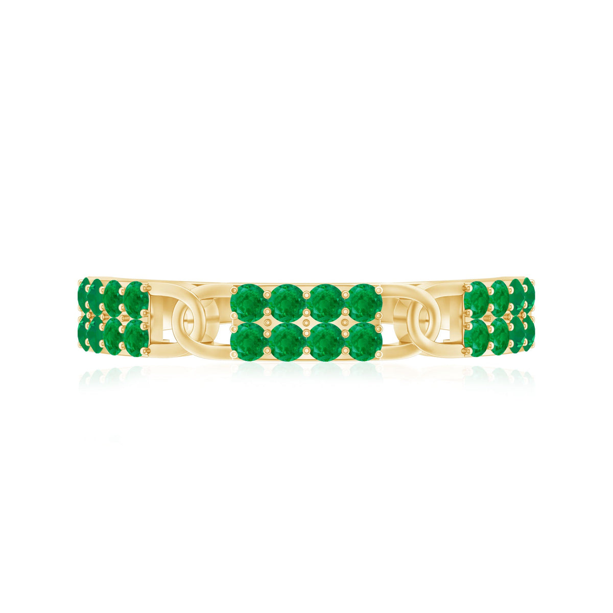 Real Emerald Interlocking Wedding Band with Certificate