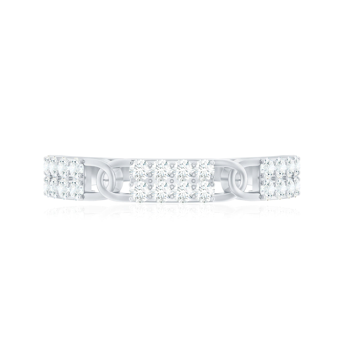 Certified Moissanite Interlocking Wedding Band