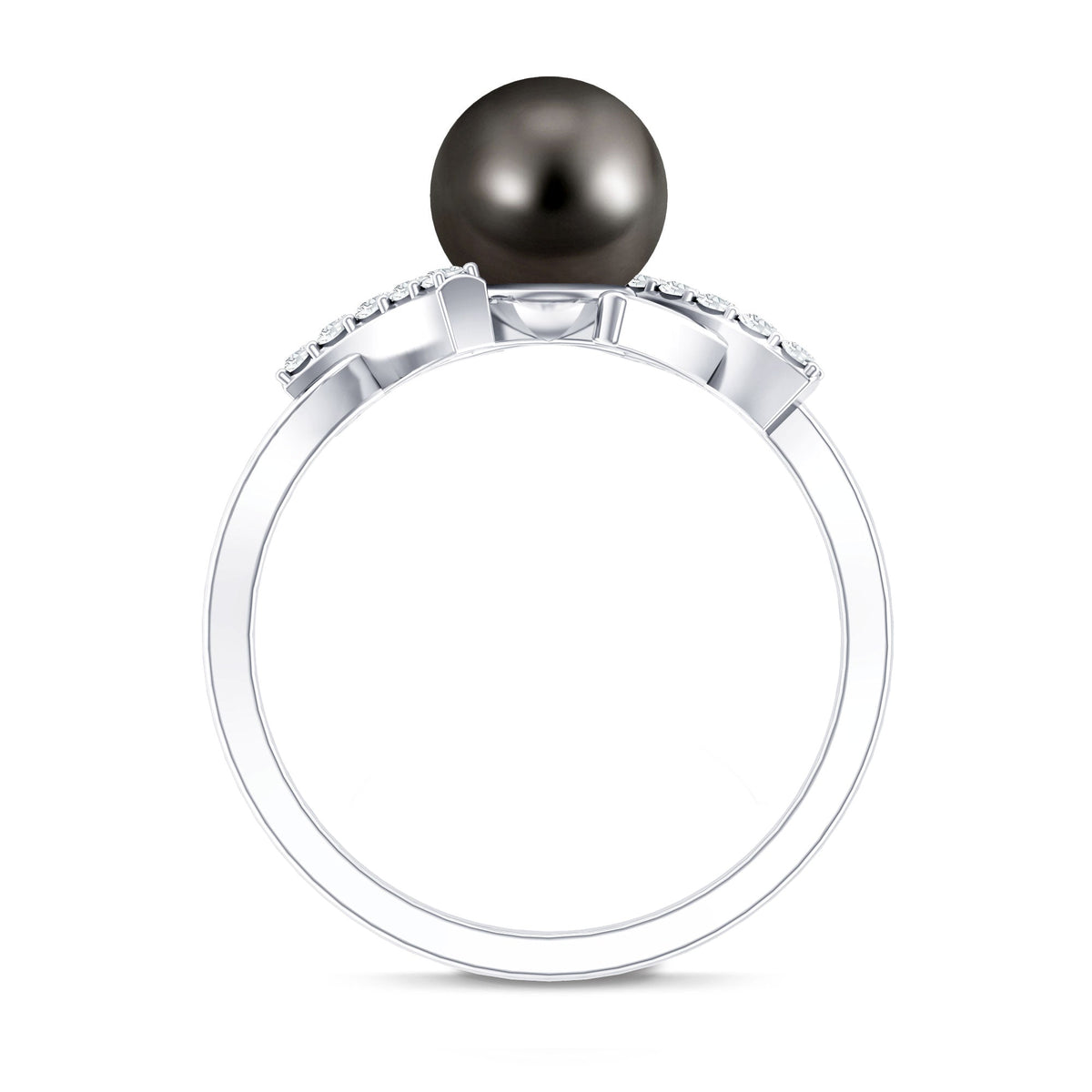 Tahitian Pearl Solitaire Ring with Diamond Accent