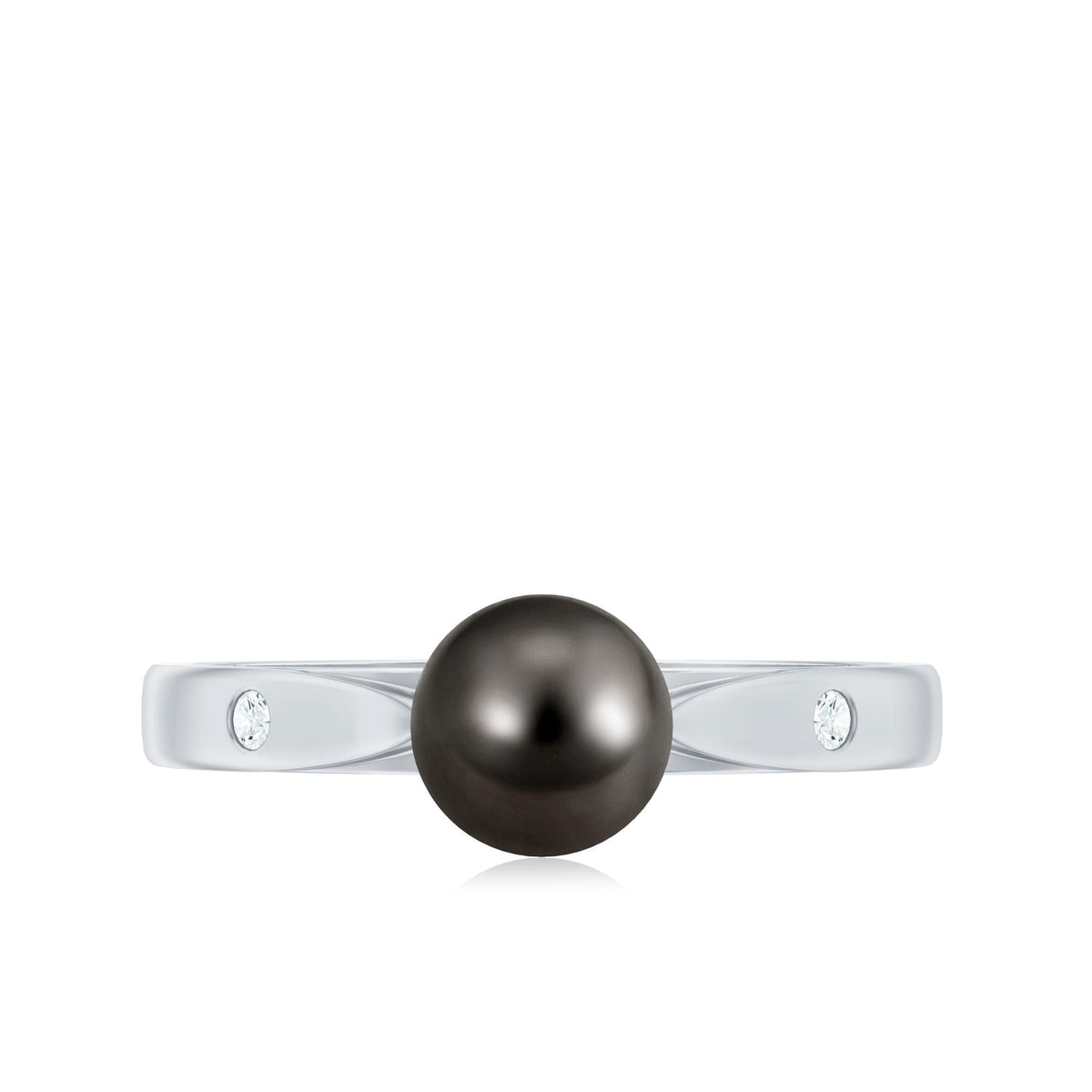 Solitaire Black Tahitian Pearl Engagement Ring with Certificate