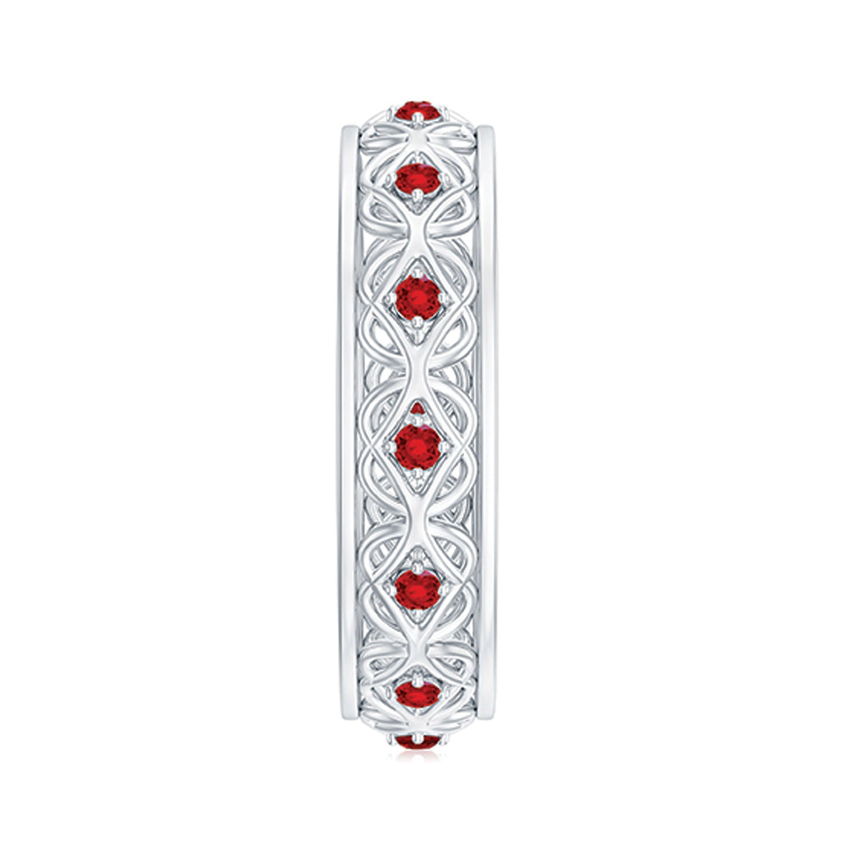 Vintage Style Lab Created Ruby Celtic Wedding Band with Certificate