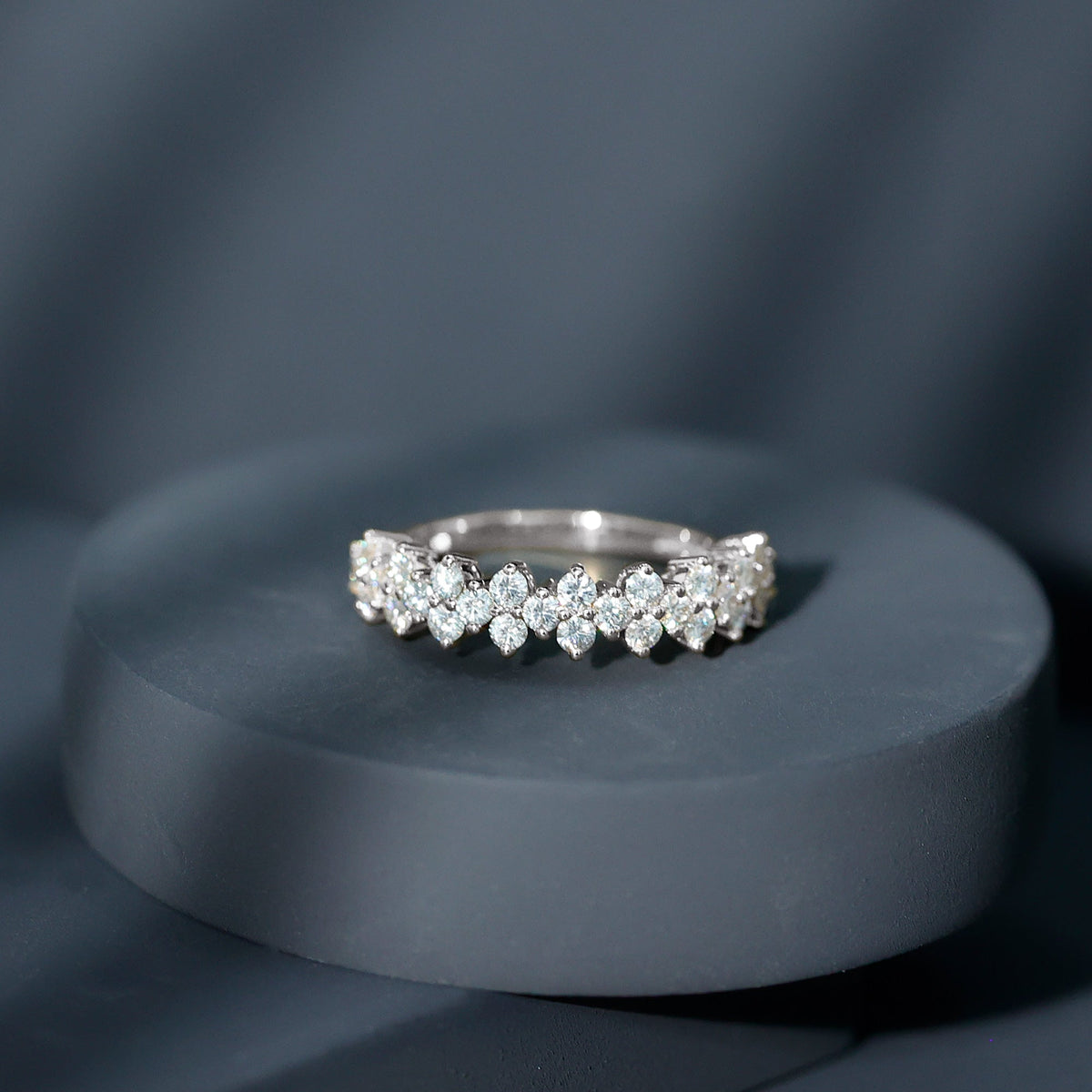 Natural Diamond Half Eternity Wedding Band with Certificate