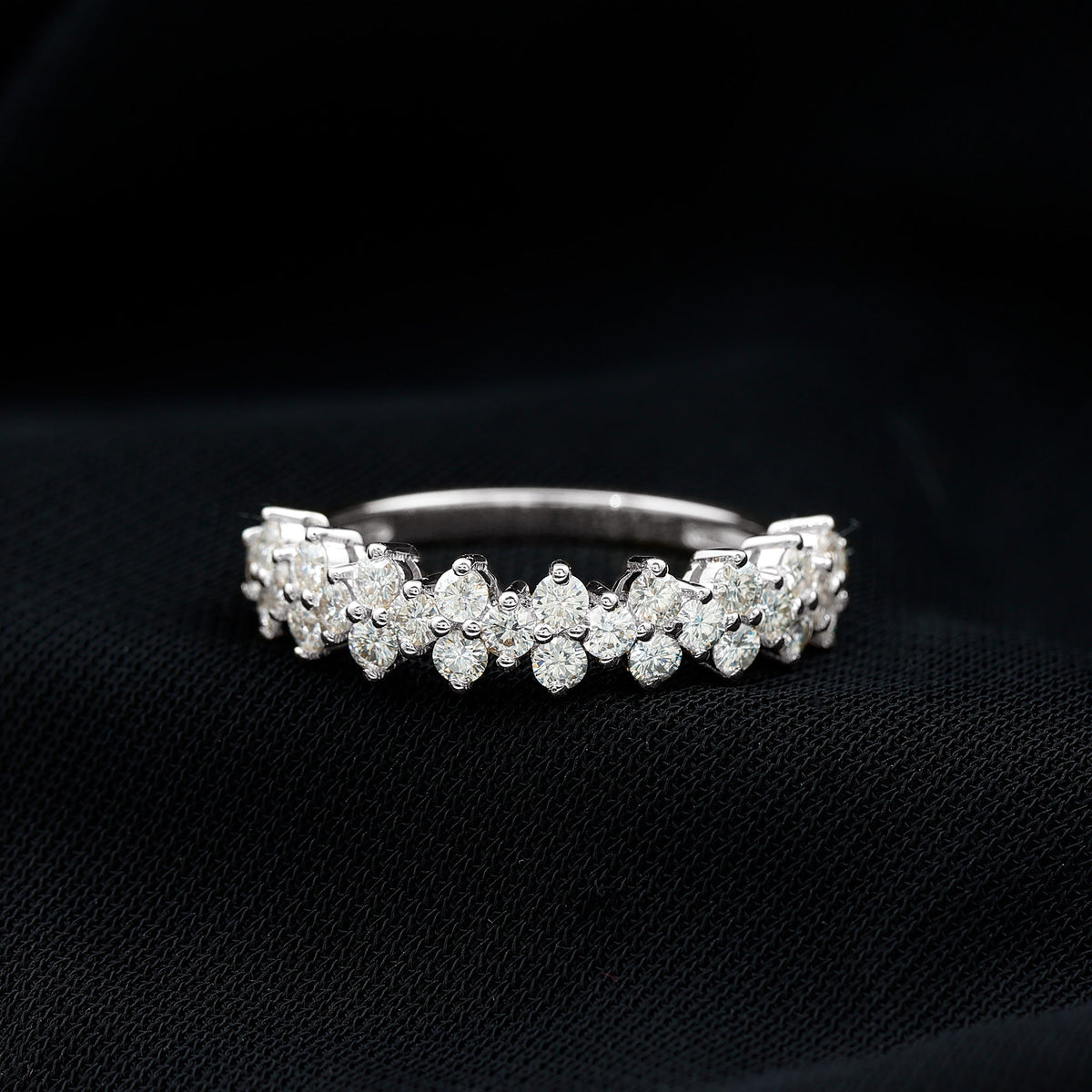 Natural Diamond Half Eternity Wedding Band with Certificate
