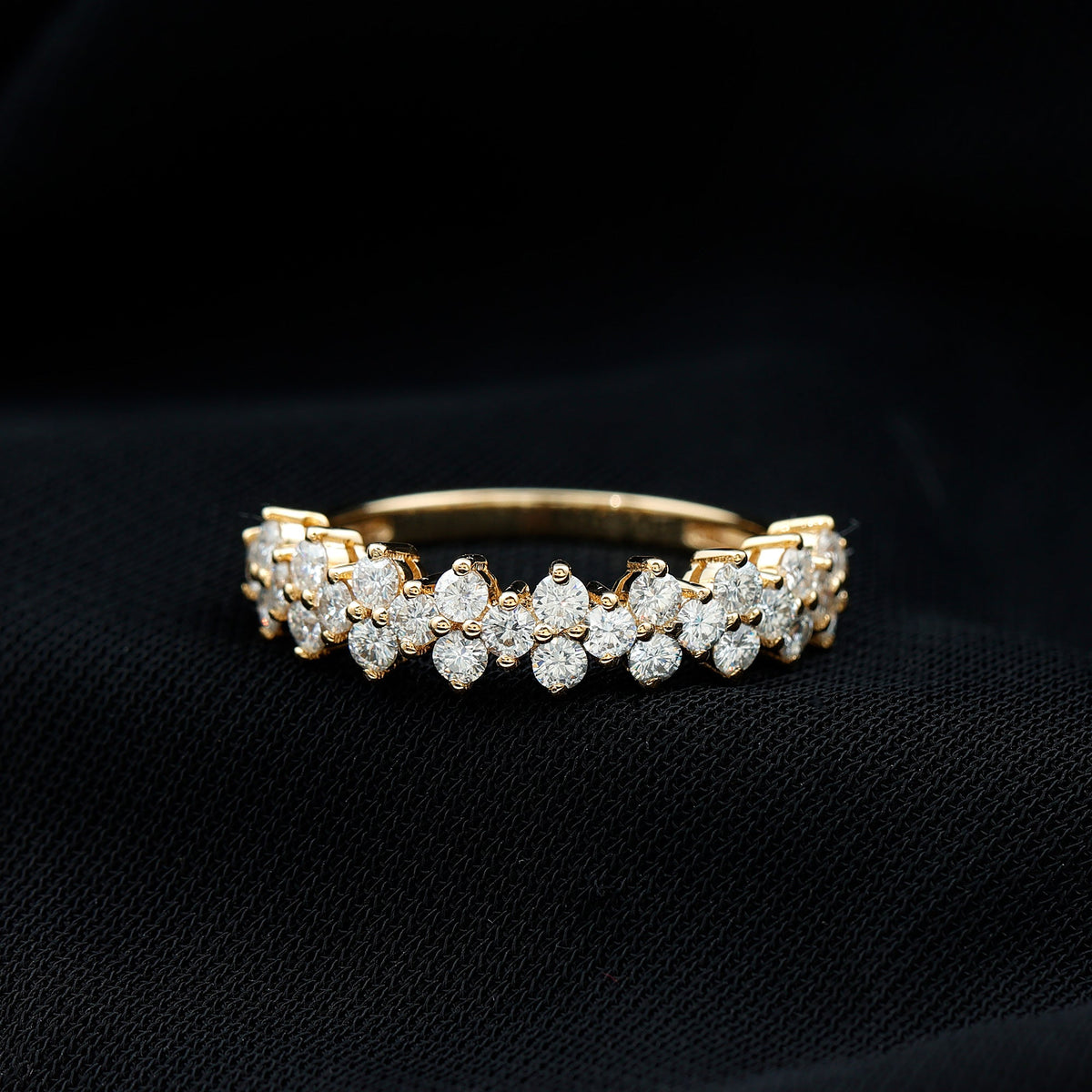Natural Diamond Half Eternity Wedding Band with Certificate