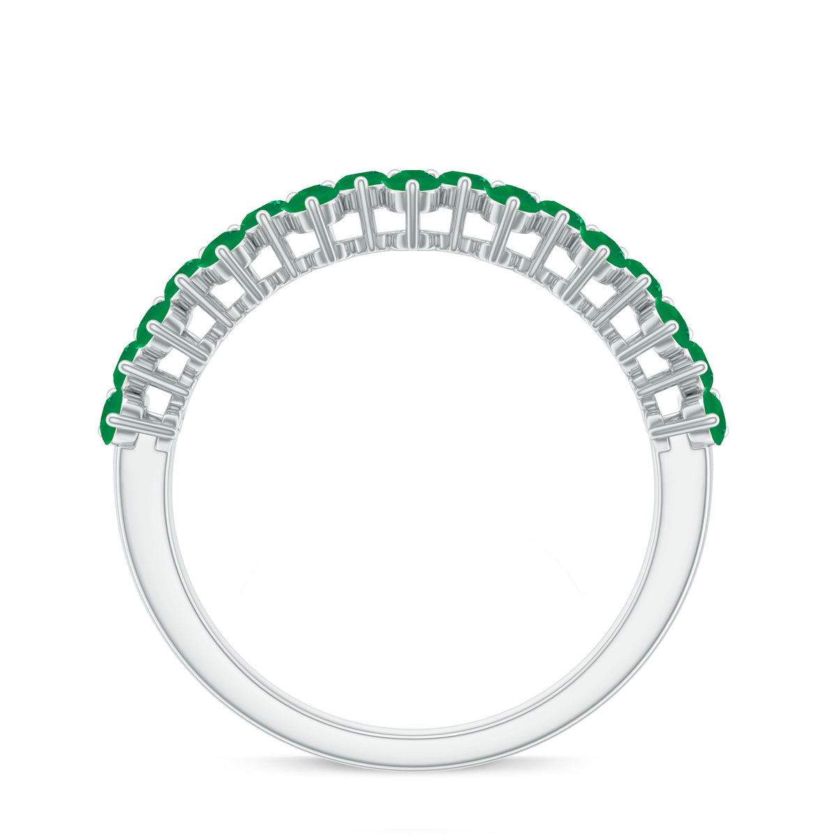 Certified Real Emerald Half Eternity Anniversary Ring
