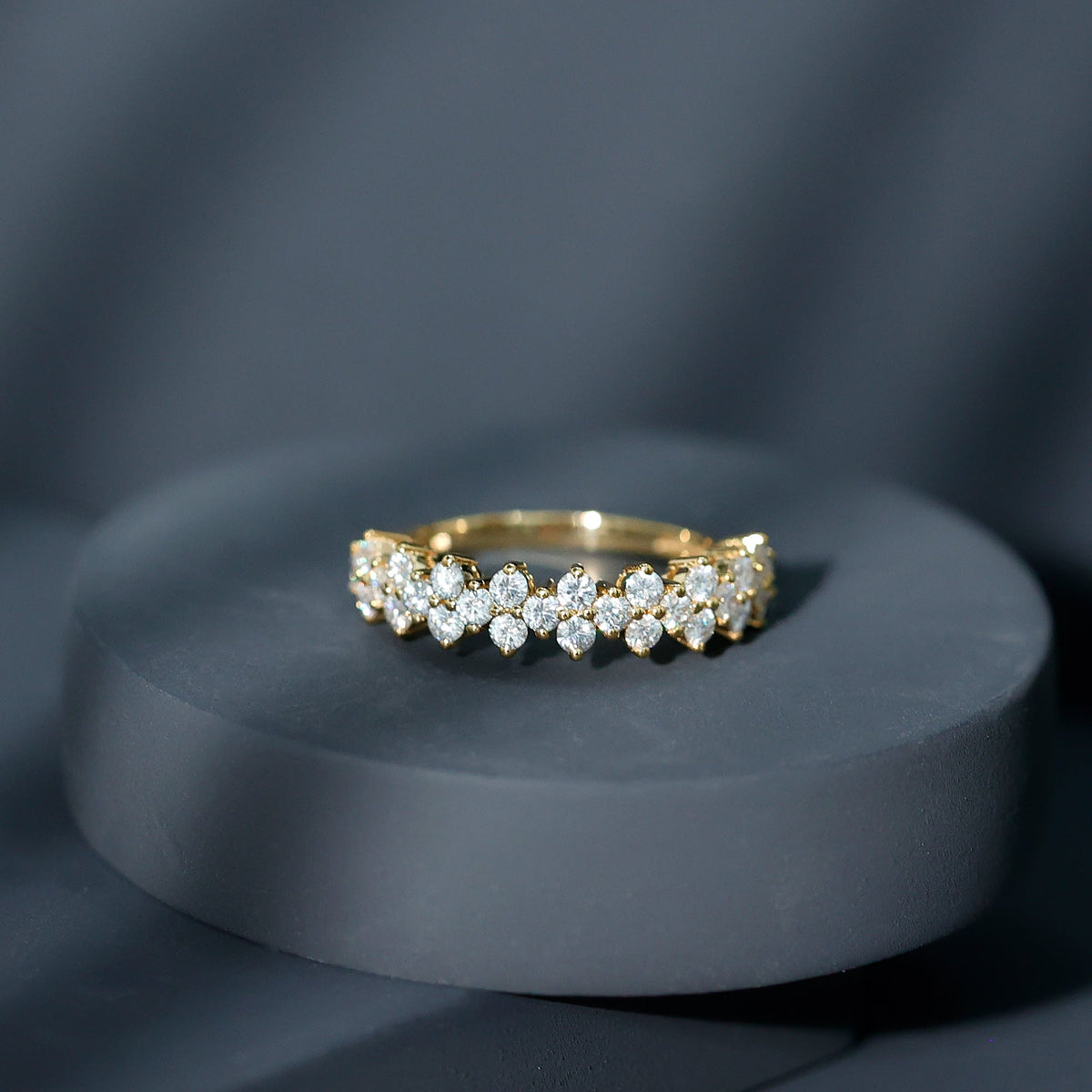 Round Moissanite Cluster Eternity Wedding Band