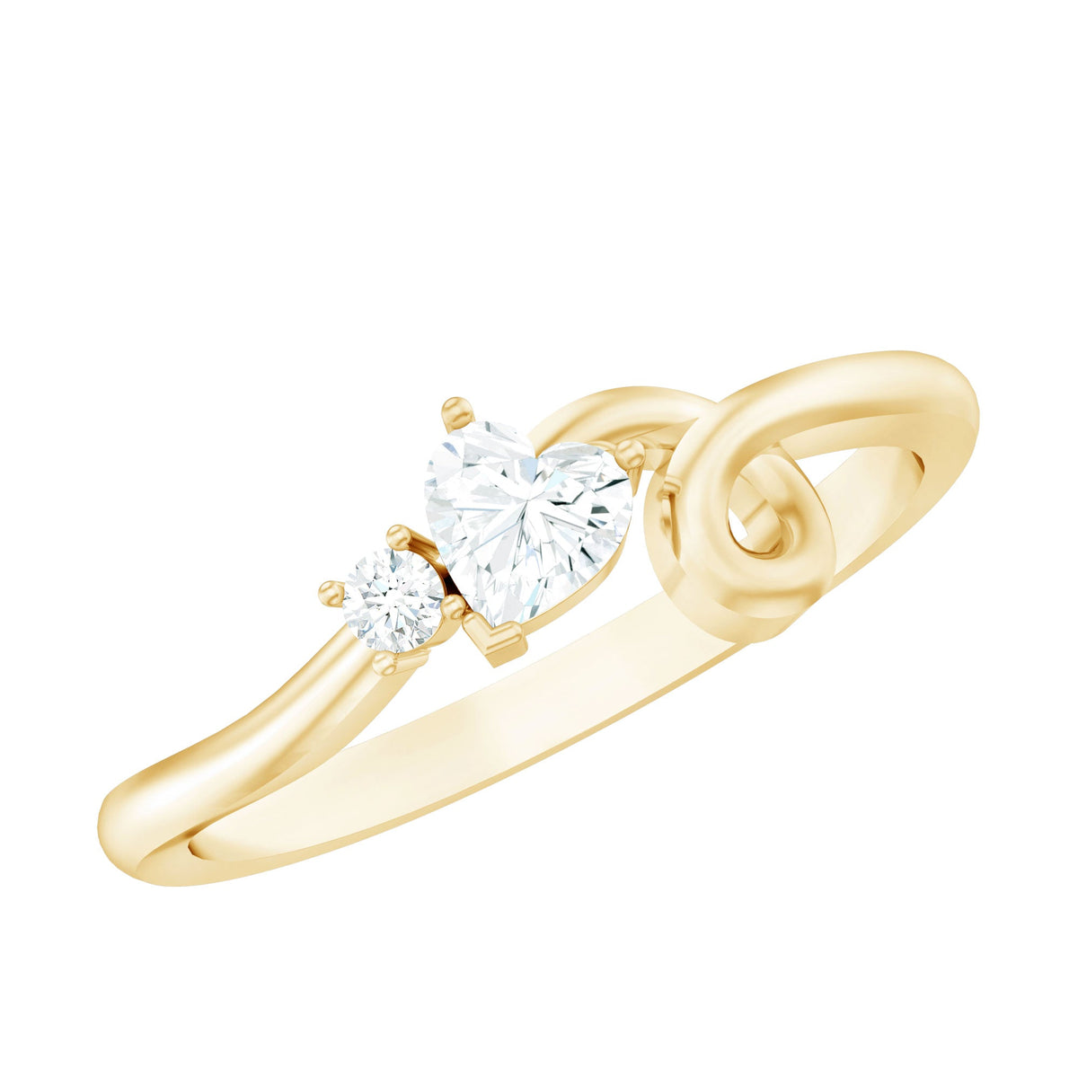 Certified Moissanite Heart Promise Ring with Twisted Shank