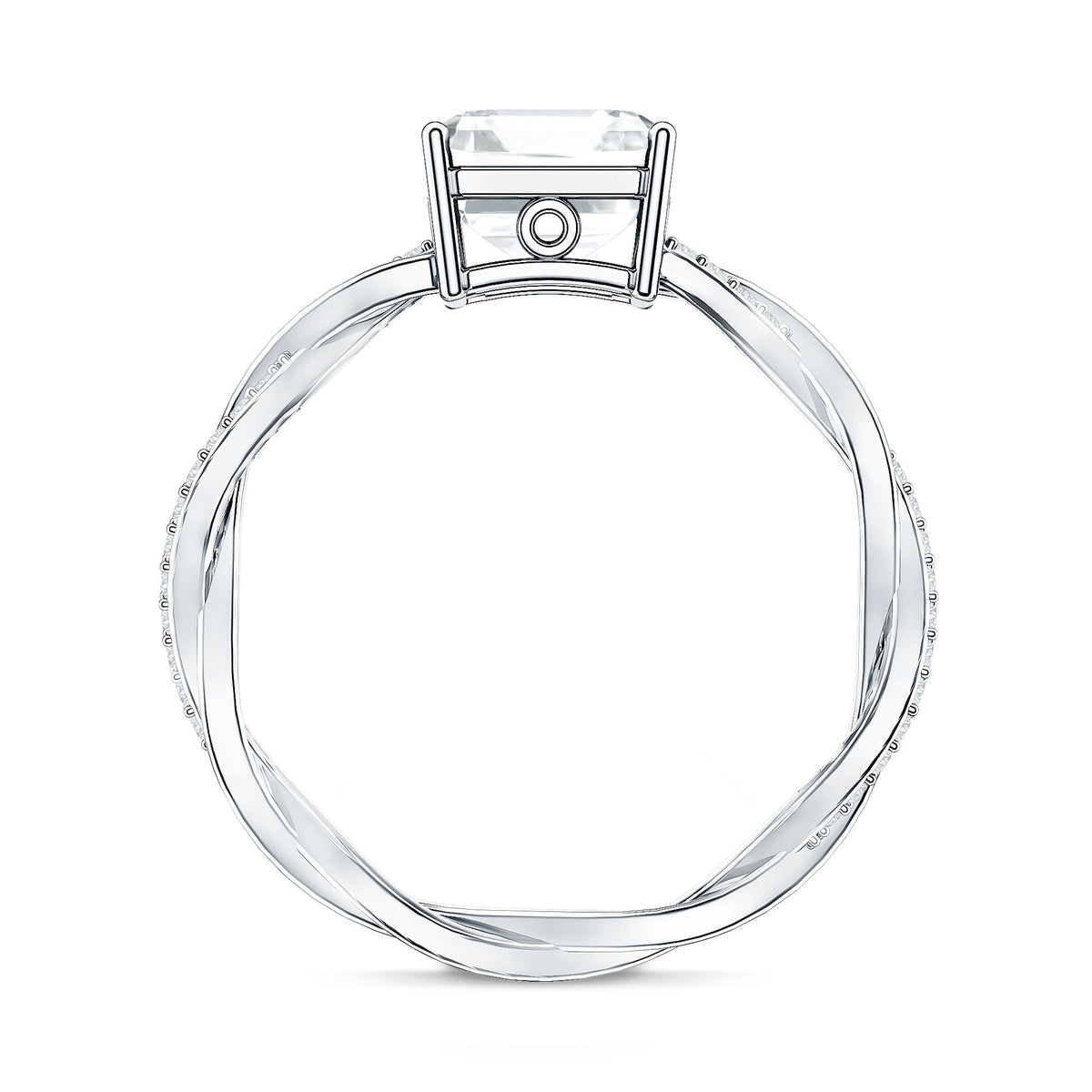 Solitaire Moissanite Asscher Cut Engagement Ring