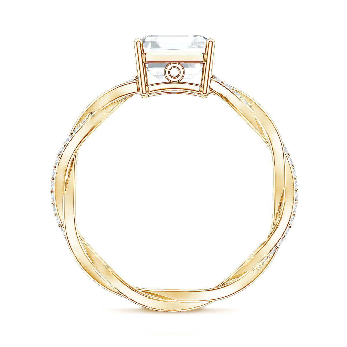 Solitaire Moissanite Asscher Cut Engagement Ring