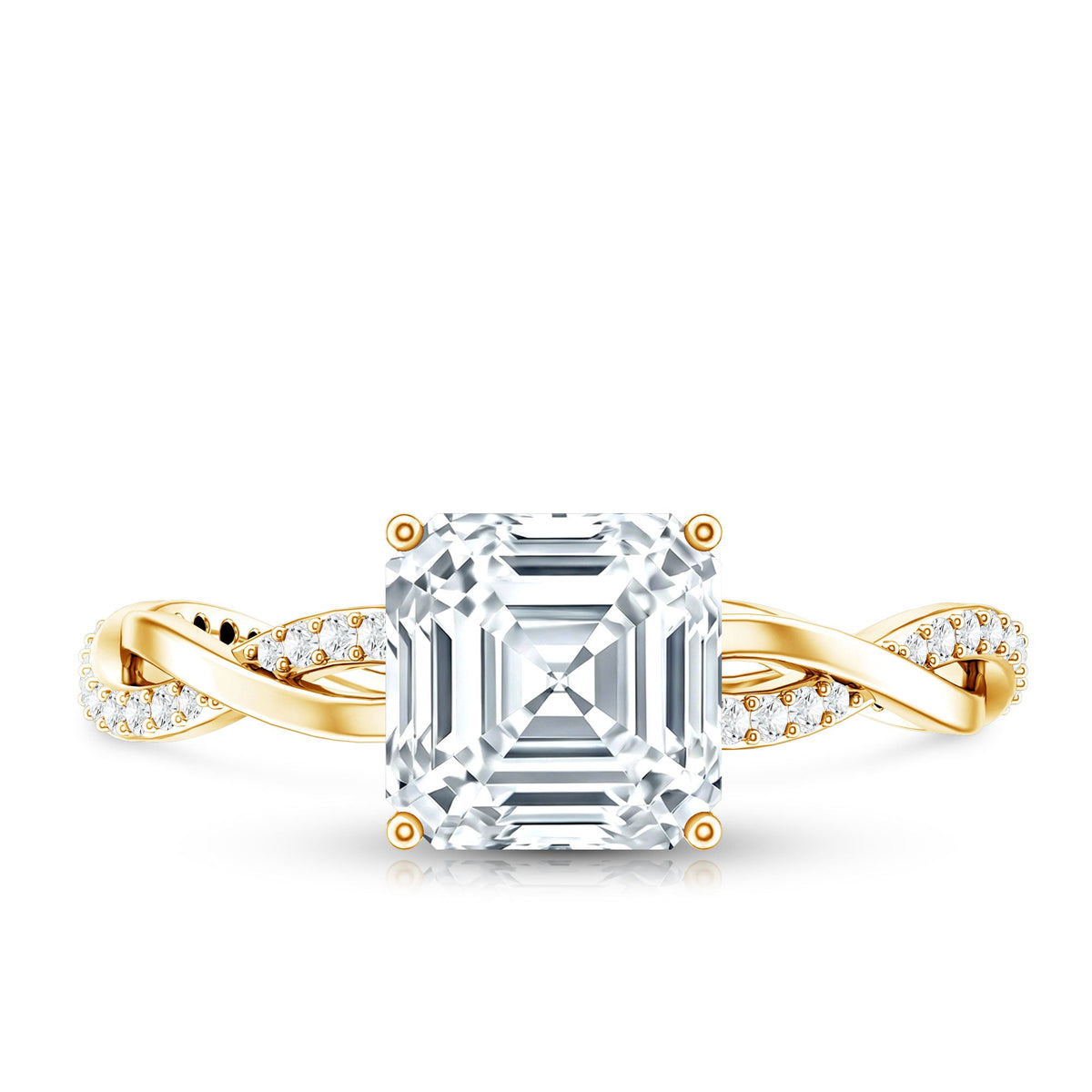 Solitaire Moissanite Asscher Cut Engagement Ring