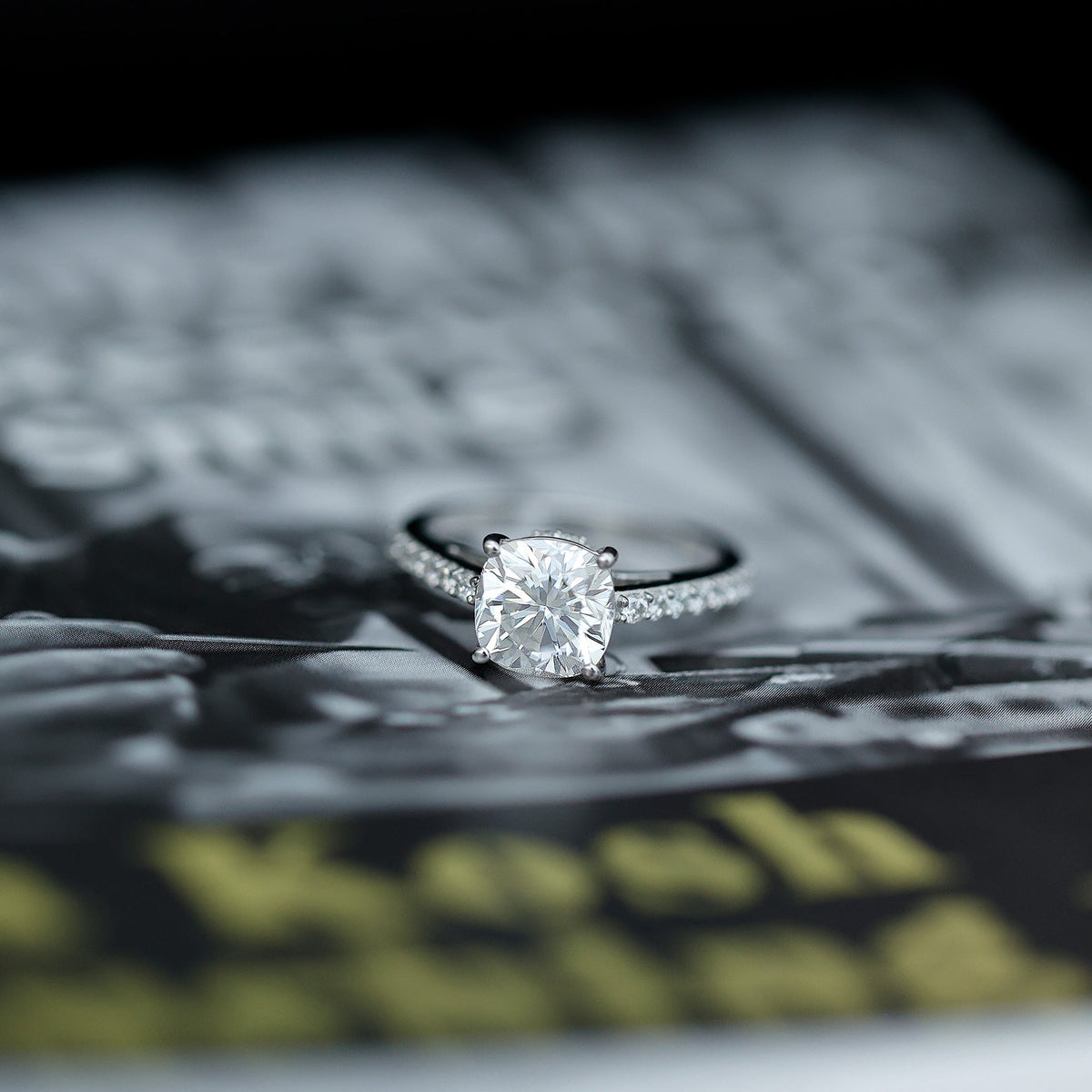 3 CT Cushion Cut Moissanite Solitaire Engagement Ring