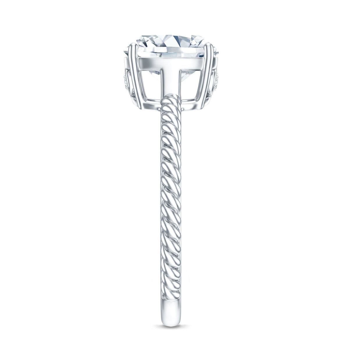Cushion Cut Moissanite Solitaire Engagement Ring with Twisted Rope