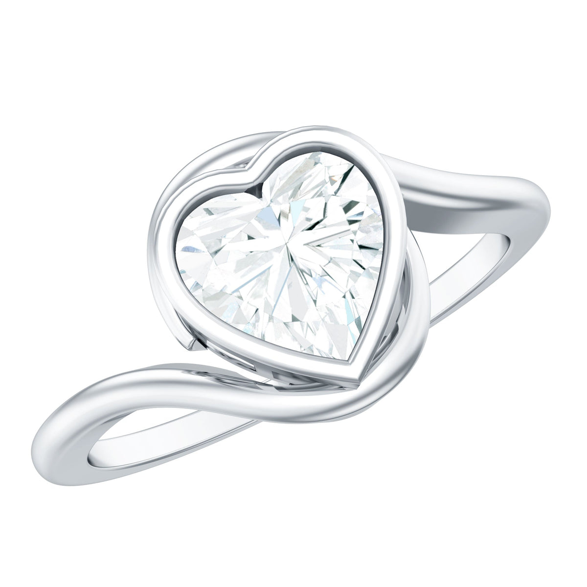 Heart Shape Moissanite Bypass Engagement Ring for Women