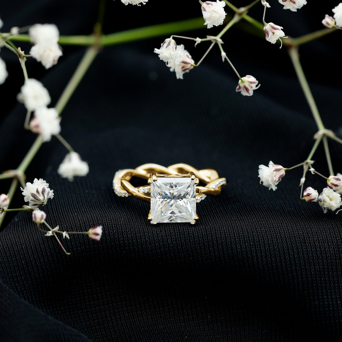 3 CT Princess Cut Moissanite Engagement Ring in Double Prong Setting