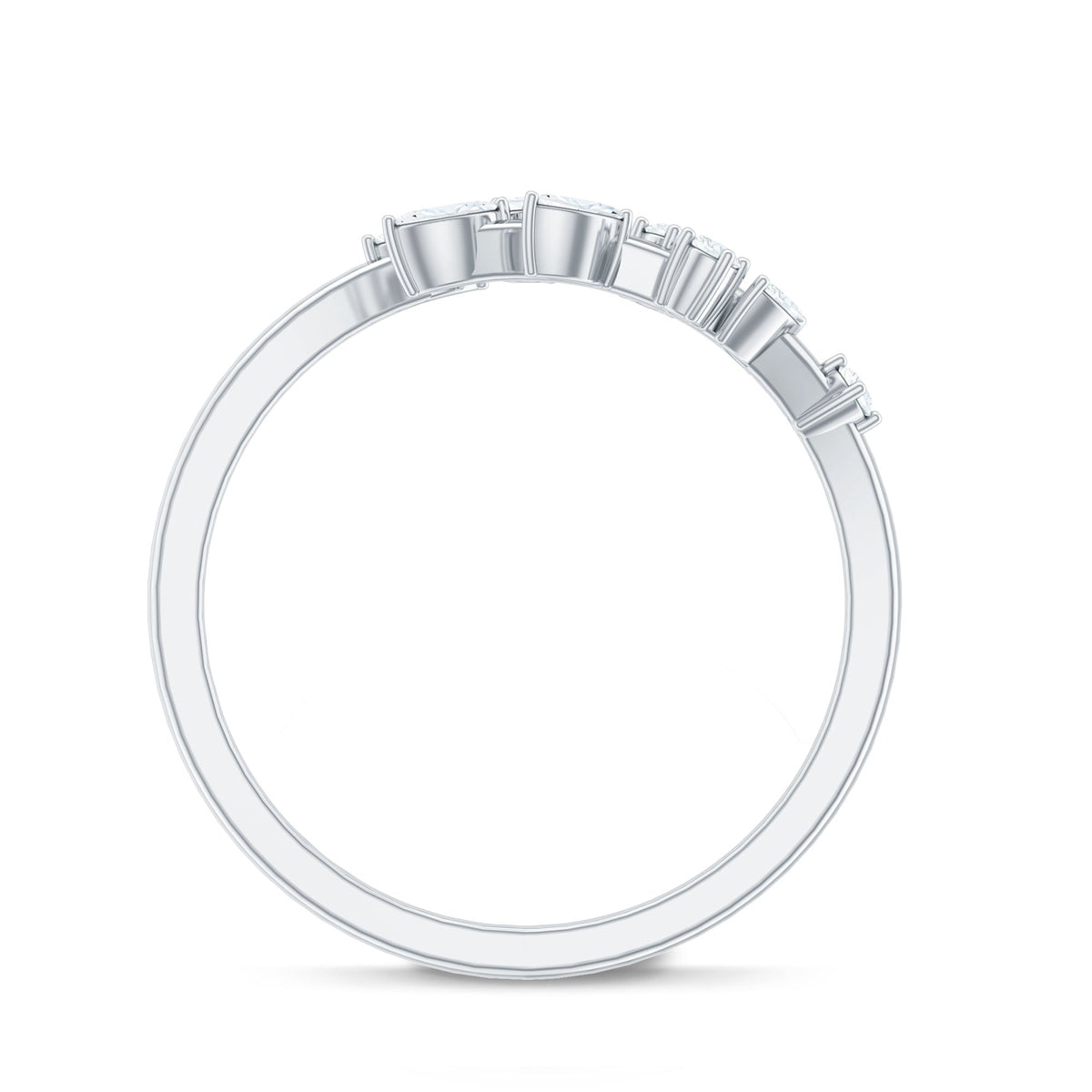 Marquise and Round Shape Natural Diamond Wrap Ring