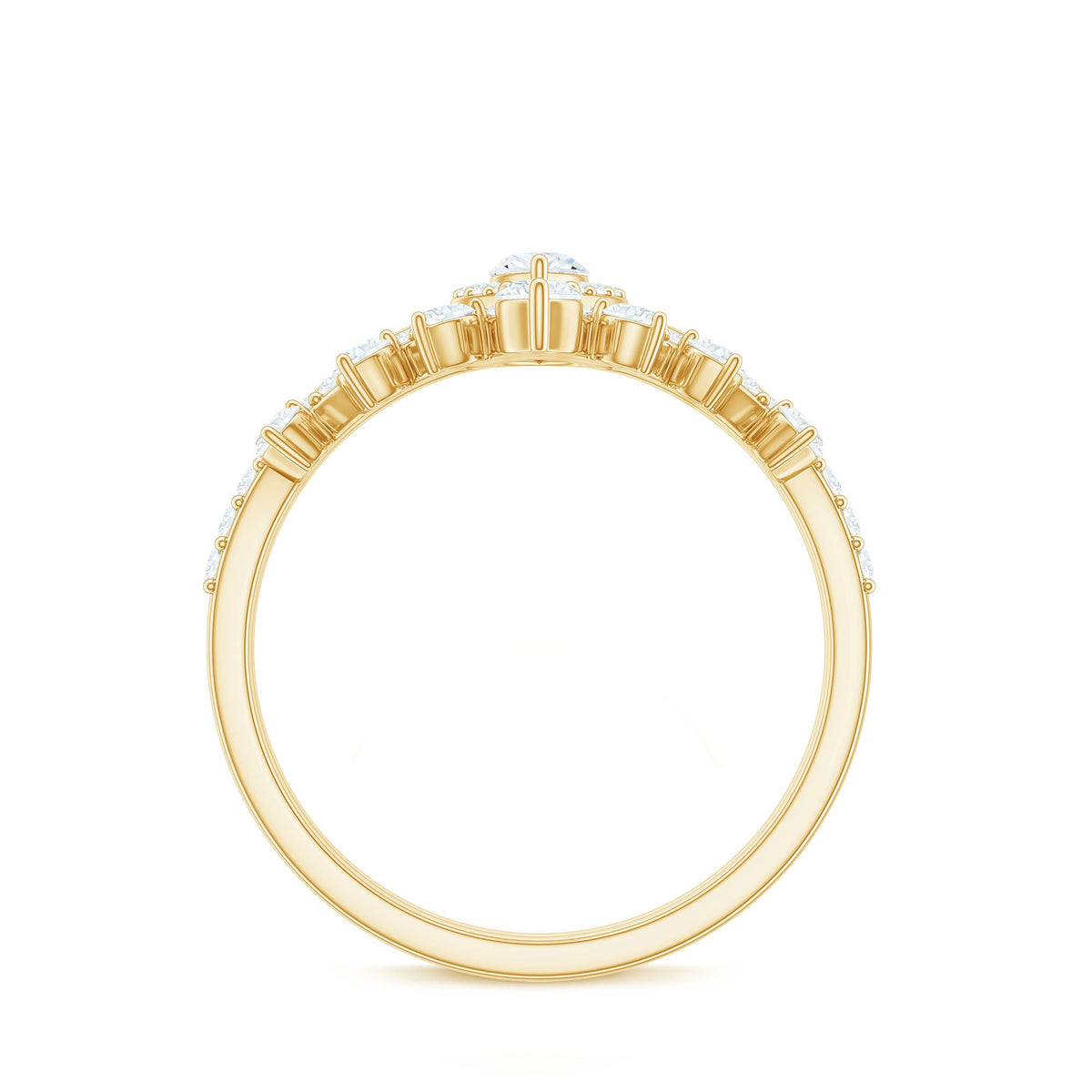 Marquise Cut Moissanite Halo Wedding Ring Set For Women